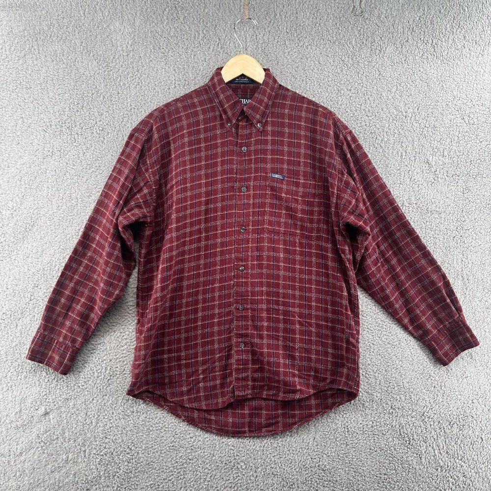 Vintage RALPH LAUREN Chaps Men's Button Down Shirt Red Size Medium Plaid 90s